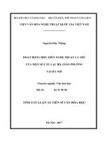 Hoạt động biểu diễn nghệ thuật ca trù của một số câu lạc bộ, giáo phường tại hà nội (TT) 