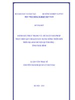 đánh giá thực trạng và đề xuất giải pháp thực hiện quy hoạch xây dựng nông thôn mới trên địa bàn huyện quỳnh phụ   tỉnh thái bình 