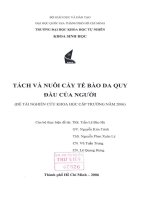 TÁCH VÀ NUÔI CẤY TẾ BÀO DA QUY ĐẦU CỦA NGƯỜI