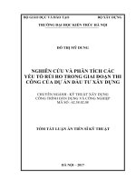 Nghiên cứu và phân tích các yếu tố rủi ro trong giai đoạn thi công của dự án đầu tư xây dựng (tt)