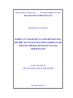 nghiên cứu ảnh hưởng của dồn điền đổi thửa đến hiệu quả sử dụng đất nông nghiệp của hộ nông dân trên địa bàn huyện văn lâm, tỉnh hưng yên 