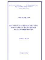 khảo sát và đánh giá hiện trạng chất lượng nước ngầm phục vụ mục đích sinh hoạt khu vực thành phố hưng yên 