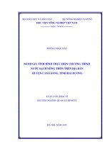 đánh giá tình hình thực hiện chương trình nước sạch nông thôn trên địa bàn huyện cẩm giàng, tỉnh hải dương 