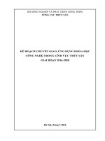 KẾ HOẠCH CHUYỂN GIAO, ỨNG DỤNG KHOA HỌC CÔNG NGHỆ TRONG LĨNH VỰC THỦY SẢN GIAI ĐOẠN 20162020