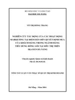 Nghiên cứu tác động của các hoạt động marketing tại điểm bán đến quyết định mua của khách hàng trong ngành hàng tiêu dùng đóng gói tại siêu thị trên địa bàn đà nẵng