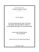 Ứng dụng khai phá dữ liệu xây dựng hệ thống trợ giúp phòng, chống và giảm nhẹ rủi ro thiên tai tại trường học 