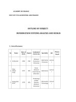Ountline of subject infomation systems analysis and design 