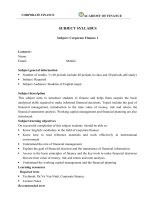 Đề cương chi tiết học phần Mô tả CORPORATE FINANCE 1 (Học viện tài chính)