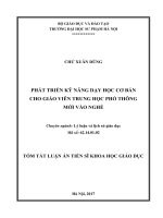 Phát triển kĩ năng dạy học cơ bản cho giáo viên trung học phổ thông mới vào nghề (TT) 