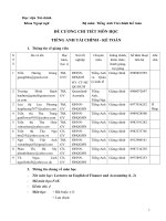 Đề cương chi tiết học phần Tiếng anh tài chính kế toán (Học viện tài chính)