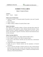 Đề cương chi tiết học phần Mô tả CORPORATE FINANCE (Học viện tài chính)