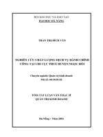 Nghiên cứu chất lượng dịch vụ hành chính công tại chi cục thuế huyện ngọc hồi