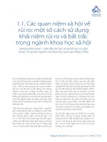 Các Quan Niệm Xã Hội Về Rủi Ro Một Số Cách Sử Dụng Khái Niệm Rủi Ro Và Bất Trắc Trong Ngành Khoa Học Xã Hội