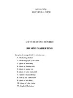 Đề cương chi tiết học phần Marketing (Học viện Tài chính)