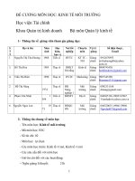 Đề cương chi tiết học phần Kinh tế môi trường (Học viện Tài chính)