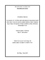 Vận dụng tư tưởng hồ chí minh về đại đoàn kết dân tộc vào xây dựng khối thống nhất trong mặt trận tổ quốc ở thị xã hồng lĩnh, tỉnh hà tĩnh hiện nay
