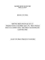 Những biện pháp quản lý nhằm nâng cao hiệu quả tự học ngoại ngữ của sinh viên Trường Cao đẳng Du lịch Hà Nội