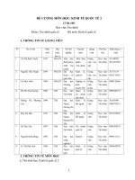 Đề cương chi tiết học phần Kinh tế quốc tế 2 (Học viện tài chính)