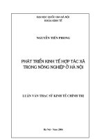 Phát triển kinh tế hợp tác xã trong nông nghiệp ở Hà Nội