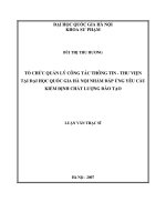 Tổ chức quản lý công tác thông tin - thư viện tại Đại học Quốc gia Hà Nội nhằm đáp ứng yêu cầu của kiểm định chất lượng đào tạo