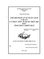 Chế độ pháp lý về ngân sách cấp xã và thực tiễn áp dụng trên địa bàn tỉnh Thừa Thiên Huế