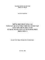 Những biện pháp nâng cao năng lực quản lý thực hiện dự án đào tạo giáo viên Trung học cơ sở sử dụng nguồn vốn vay ngân hàng phát triển châu Á