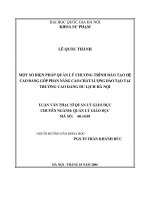 Một số biện pháp quản lý chương trình đào tạo hệ Cao đẳng góp phần nâng cao chất lượng đào tạo tại trường Cao đẳng Du lịch Hà Nội
