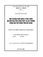 Một số biện pháp quản lý phát triển đội ngũ giáo viên tiếng Pháp tại các trường Trung học phổ thông Bắc Giang