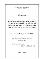 Những biện pháp quản lý nhằm nâng cao chất lượng các lớp đào tạo bậc đại học theo hình thức liên kết tại Trung tâm Giáo dục Thường xuyên tỉnh Bắc Giang