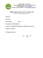 Mẫu Nhận xét Cán bộ hướng dẫn Luận văn Thạc sĩ (Đại học Nông lâm)