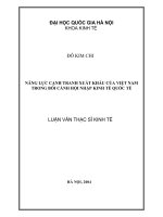Năng lực cạnh tranh xuất khẩu của Việt Nam trong bối cảnh hội nhập kinh tế quốc tế