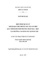 Biện pháp quản lý nhằm hạn chế những yếu tố cản trở quá trình đổi mới phương pháp dạy - học tại Trường Cao đẳng Du lịch Hà Nội