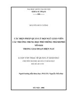 Các biện pháp quản lý đội ngũ giáo viên các trường Trung học phổ thông Thành phố Yên Bái trong giai đoạn hiện nay