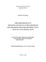Những biện pháp quản lý nhằm nâng cao năng lực sư phạm cho đội ngũ giáo viên trường Trung học phổ thông Cẩm Lý, huyện Lục Nam, tỉnh Bắc Giang