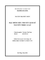 Đặc điểm tiểu thuyết lịch sử nguyễn triệu luật 