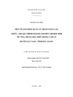 Một số giải pháp quản lý nhằm nâng cao chất lượng quá trình giáo dục đạo đức cho học sinh trường Trung học phổ thông Cẩm Lý huyện Lục Nam - tỉnh Bắc Giang