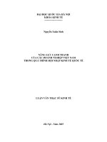 Năng lực cạnh tranh của các doanh nghiệp Việt Nam trong quá trình hội nhập kinh tế quốc tế