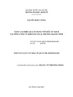 Nâng cao hiệu quả sử dụng vốn đầu tư XDCB tại Tổng công ty Khoáng sản và Thương mại Hà Tĩnh