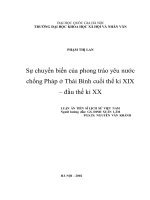 Sự chuyển biến của phong trào yêu nước chống Pháp ở Thái Bình cuối thế kỉ XIX – đầu thế kỉ XX