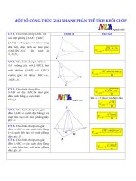 CÔNG THỨC GIẢI NHANH THƯỜNG gặp PHẦN THỂ TÍCH
