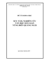 Sưu Tầm, Nghiên Cứu Văn Học Dân Gian Vùng Biển Quảng Ngãi