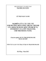 Nghiên cứu các yếu tố ảnh hưởng đến lòng trung thành của khách hàng đối với dịch vụ internet của FPT telecom chi nhánh đà nẵng