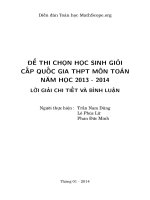 ĐỀ THI CHỌN HỌC SINH GIỎ ICẤP QUỐC GIA THPT MÔN TOÁN NĂM HỌC 2013 - 2014 LỜI GIẢI CHI TIẾT VÀ BÌNH LUẬN