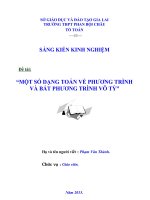 Skkn một số dạng toán về phương trình và bất phương trình vô tỷ 