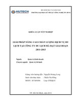 Giải pháp nâng cao chất lượng dịch vụ du lịch tại công ty du lịch hà đạt giai đoạn 2011 2015