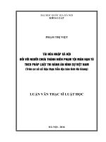 Tái hoà nhập xã hội đối với người chưa thành niên phạm tội mãn hạn tù theo pháp luật thi hành án hình sự Việt Nam (trên cơ sở thực tiễn địa bàn tỉnh Hà Giang).