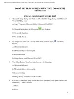 BỘ ĐỀ THI TRẮC NGHIỆM KIẾN THỨC CÔNG NGHỆ THÔNG TIN