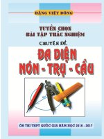 Trắc nghiệm ĐA DIỆN, NÓN, TRỤ, CẦU  ĐÔNG NQA Full Đáp án