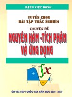 Trắc nghiệm NGUYÊN HÀM TÍCH PHÂN ỨNG DỤNG ĐÔNG NQA Full Đáp án