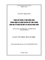Phân cấp quản lý nhà nước giữa trung ương và chính quyền cấp tỉnh trong lĩnh vực tổ chức bộ máy và cán bộ công chức